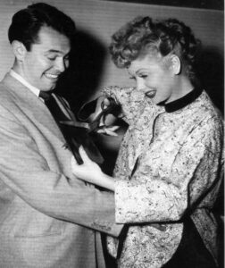 Dann Cahn cutting up with Lucille Ball, circa 1951-52 season of I Love Lucy. Photo courtesy of the Dann Cahn Collection.