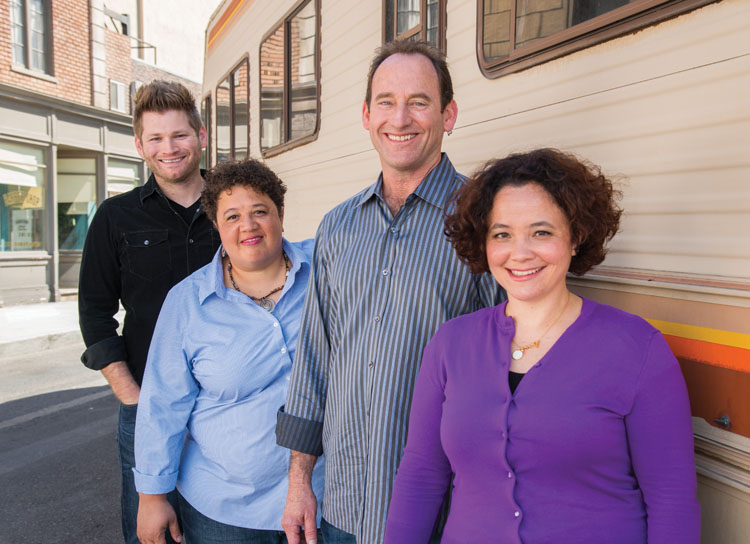 The final "semester's" editorial crew: Assistant editor Chris McCaleb, left, editors Kelley Dixon and Skip Macdonald, and assistant editor Sharidan Williams-Sotelo.