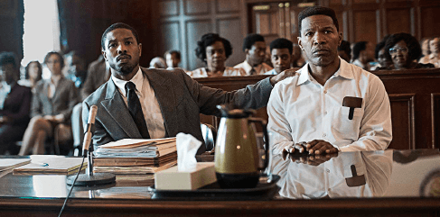 Michael B. Jordan, Jamie Foxx in "Just Mercy"