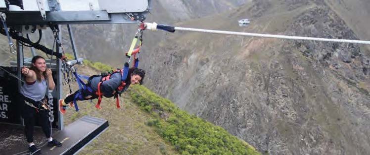 ZIP IT: Sotelo catapulting across the Nevis River.