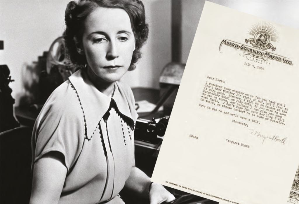 BOSS: Margaret Booth, above, ruled post-production at MGM with an iron fist, with the 1965letter below capturing her cool style.