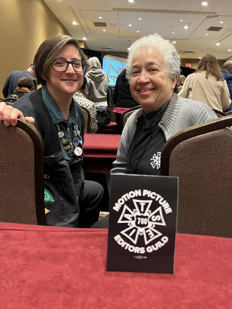 Wilbur DiTullo, left, and Lillian Benson on the convention floor. Photo by Erik C. Andersen.