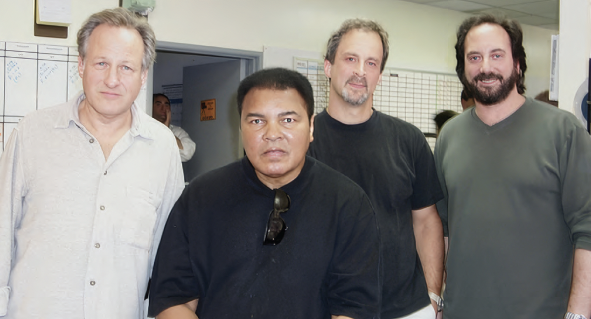 THE GREATEST: Working on “Ali,” with Michael Mann, left, Muhammad Ali, Goldenberg and Steve Rivkin.